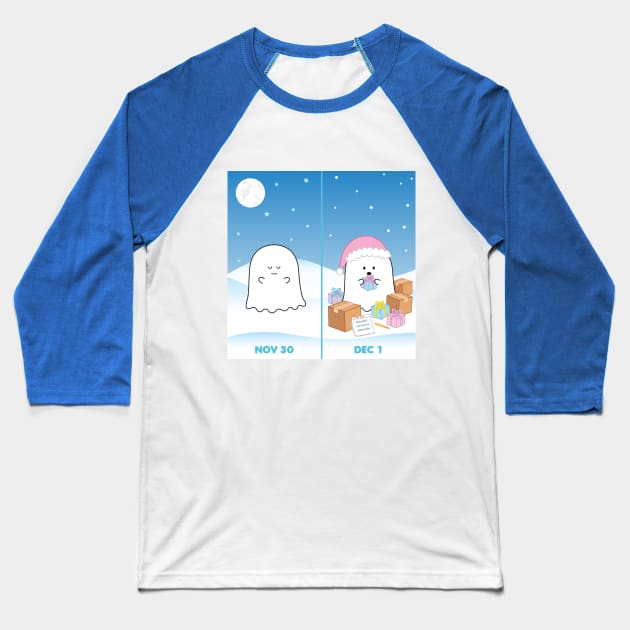 Gordie the Ghost (Nov 30 vs Dec 1) | by queenie's cards Baseball T-Shirt by queenie's cards